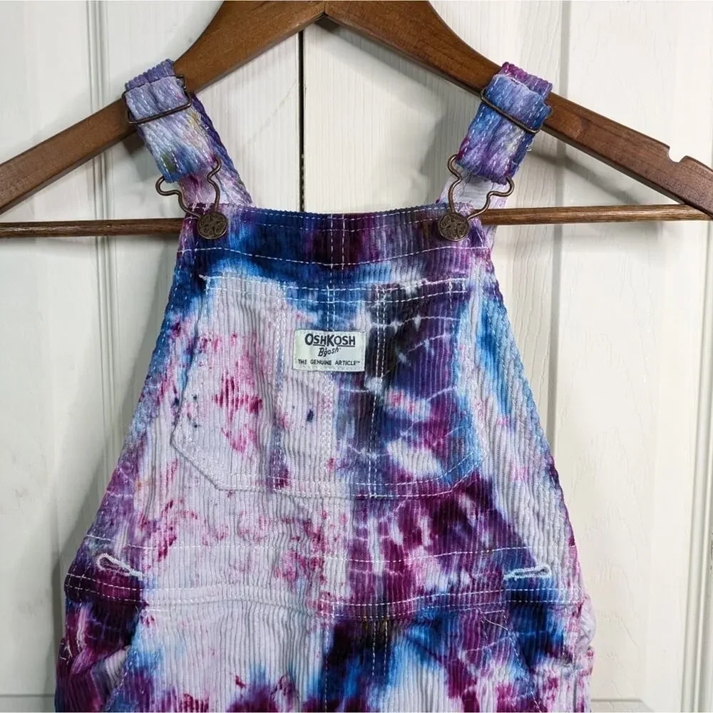 OshKosh B'Gosh Vestbak Tie Dye Corduroy Overalls Bib 5T Youth Vintage Playcore